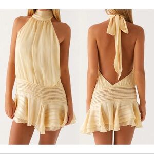 Elegant Yellow Halter Dress